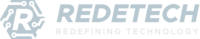 Redetech logo volledig met payoff. Lichtblauw met transparante achtergrond